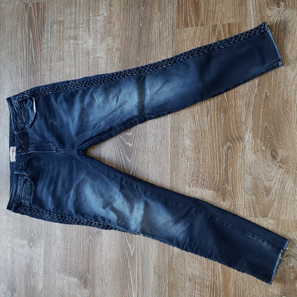 Driftwood braided dark high-rise skinny jeans 30
